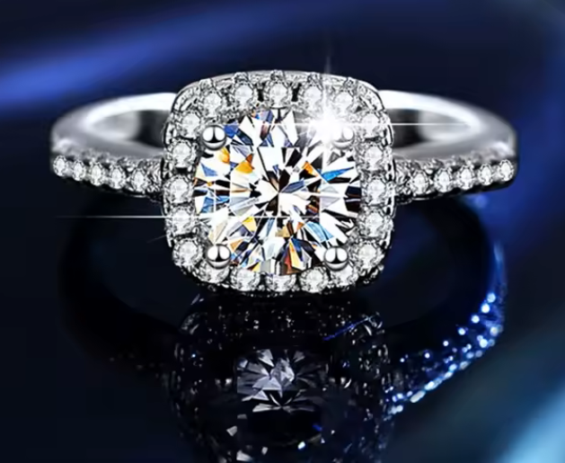 Bague - diamant moissanite – 0,5 carat – Argent 925 – Qualité D / VVS1 – 5 mm