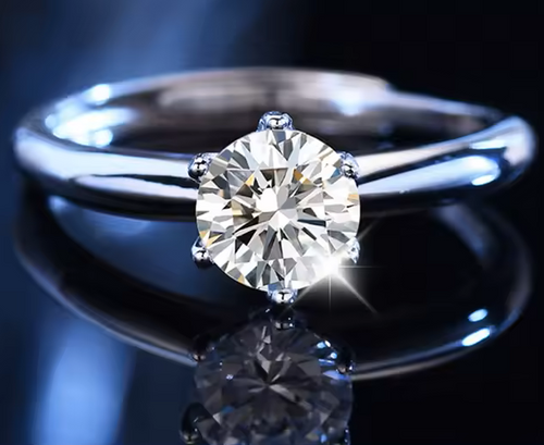 Bague - diamant moissanite – 0,5 carat – Argent 925 – Qualité D / VVS1 – 5 mm