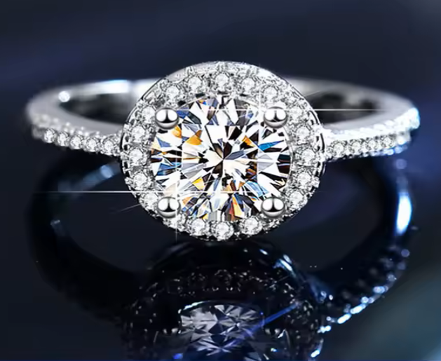 Bague - diamant moissanite – 0,5 carat – Argent 925 – Qualité D / VVS1 – 5 mm