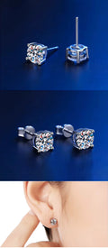 Boucles d'oreilles - diamant moissanite D - VVS1 - argent 925 - 0,5 carat - 5 mm